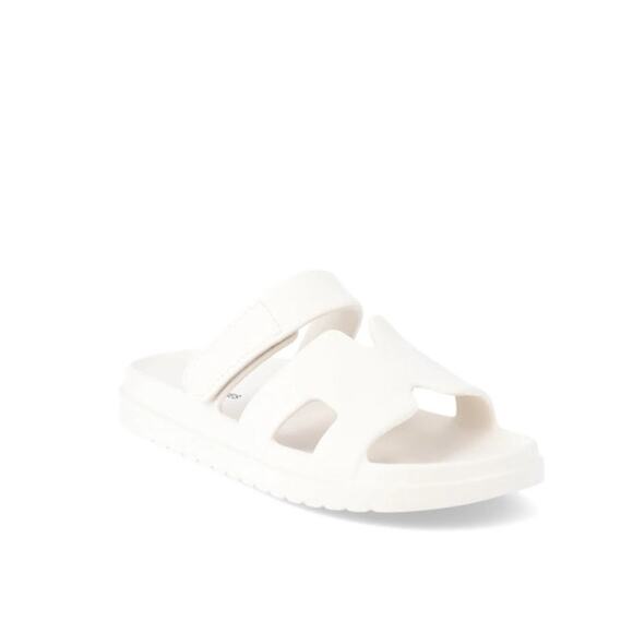 NWT No Boundaries Women's Geo Slide Sandals Size 9 White Boho Minimalist - Picture 1 of 5